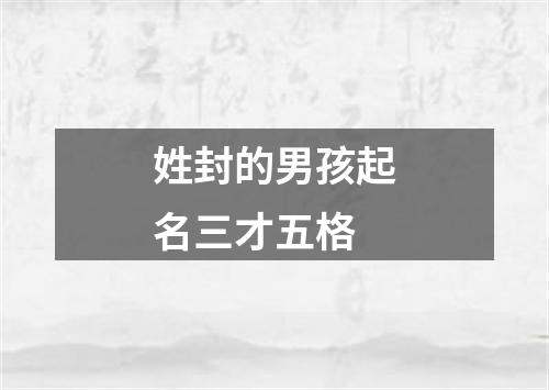 姓封的男孩起名三才五格