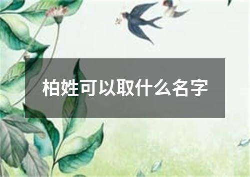 柏姓可以取什么名字