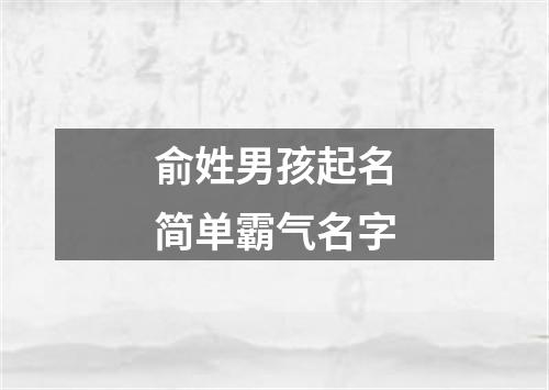 俞姓男孩起名简单霸气名字