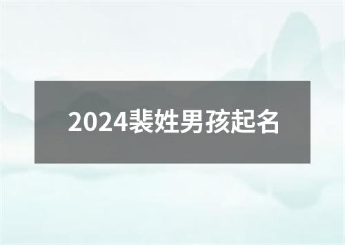 2024裴姓男孩起名