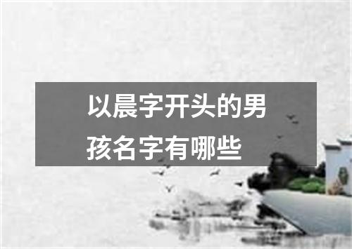 以晨字开头的男孩名字有哪些