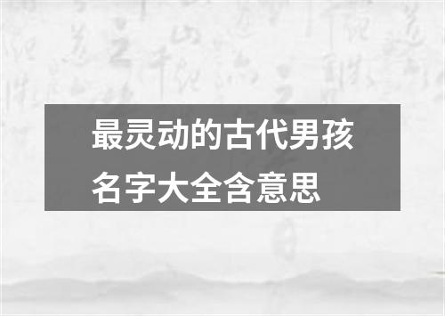 最灵动的古代男孩名字大全含意思