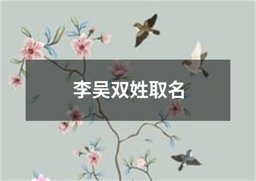 李吴双姓取名