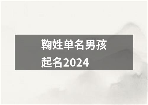 鞠姓单名男孩起名2024