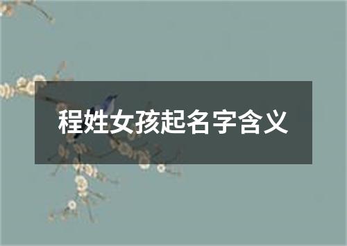 程姓女孩起名字含义