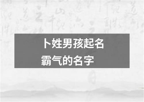 卜姓男孩起名霸气的名字