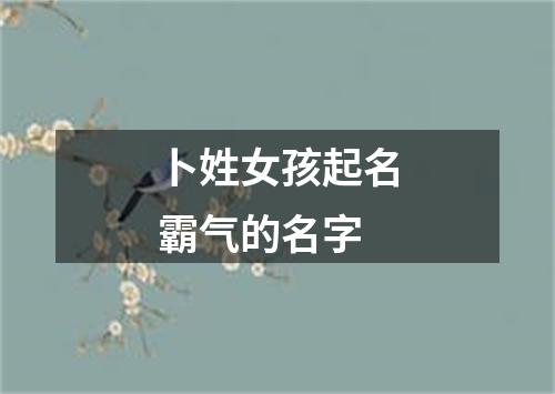 卜姓女孩起名霸气的名字