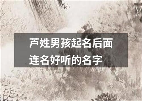 芦姓男孩起名后面连名好听的名字