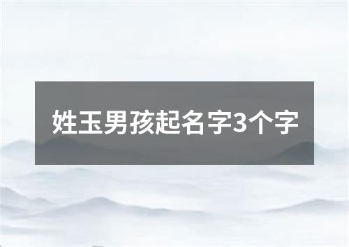 姓玉男孩起名字3个字