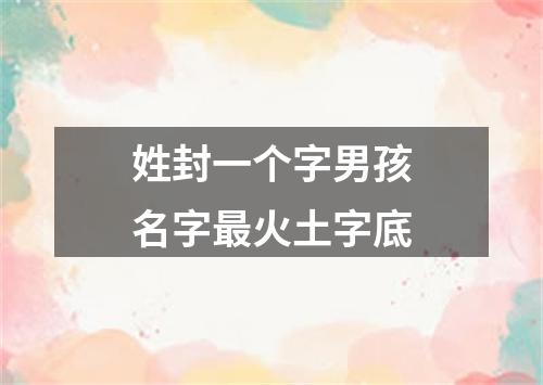 姓封一个字男孩名字最火土字底