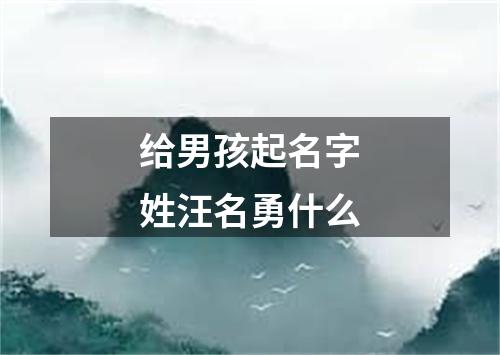 给男孩起名字姓汪名勇什么