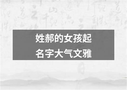 姓郝的女孩起名字大气文雅