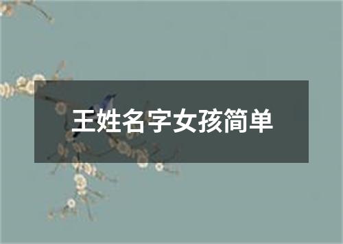 王姓名字女孩简单