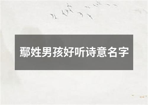 鄢姓男孩好听诗意名字