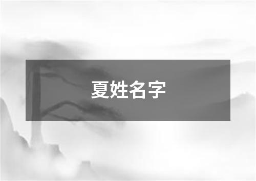 夏姓名字