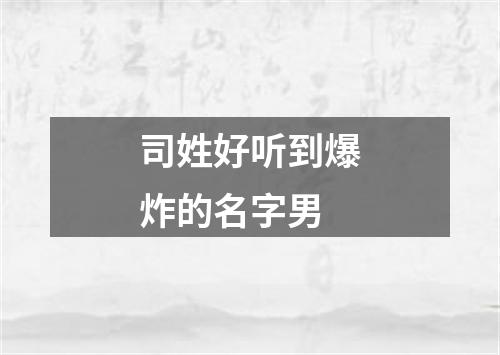 司姓好听到爆炸的名字男