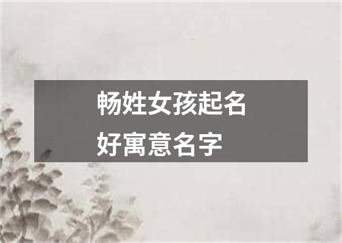 畅姓女孩起名好寓意名字