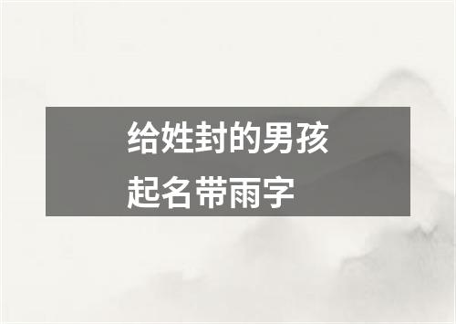 给姓封的男孩起名带雨字