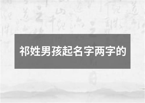 祁姓男孩起名字两字的