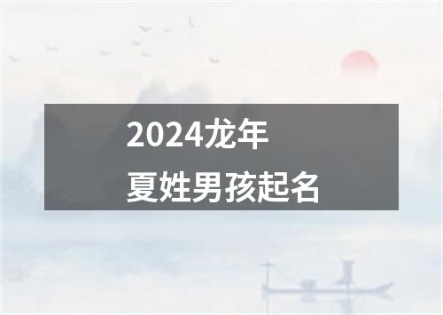 2024龙年夏姓男孩起名