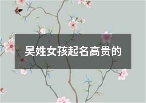 吴姓女孩起名高贵的