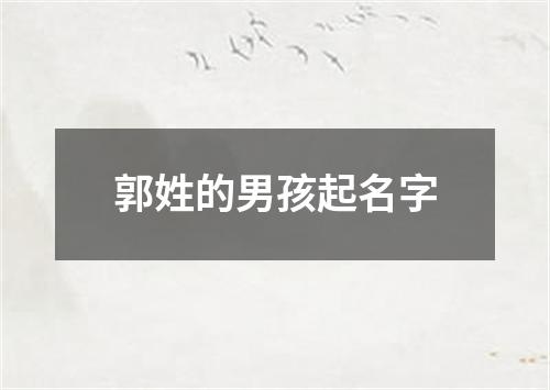 郭姓的男孩起名字