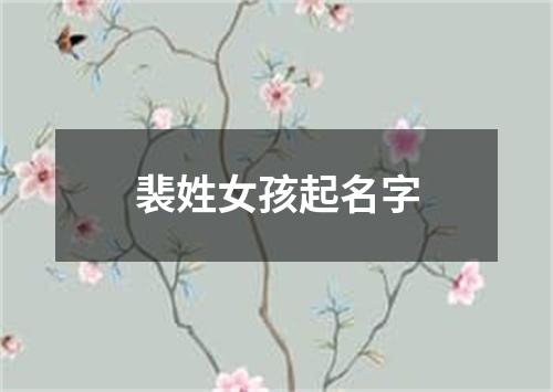 裴姓女孩起名字