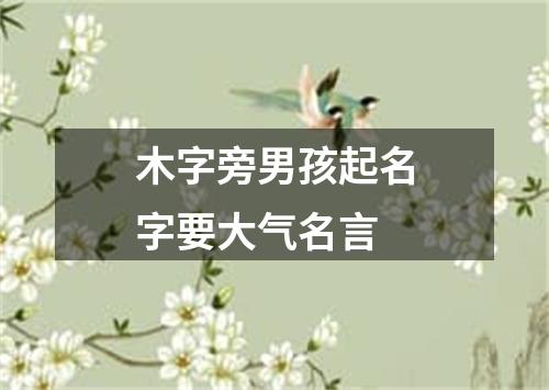 木字旁男孩起名字要大气名言