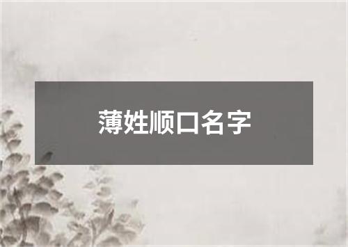 薄姓顺口名字