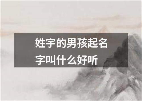 姓宇的男孩起名字叫什么好听