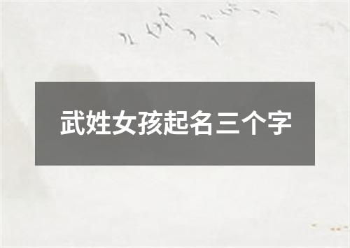 武姓女孩起名三个字