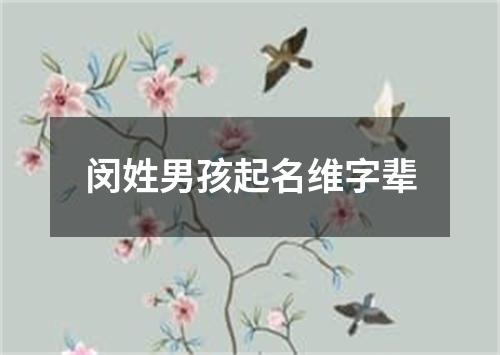 闵姓男孩起名维字辈