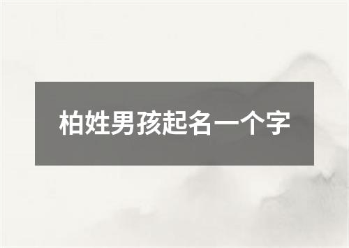 柏姓男孩起名一个字