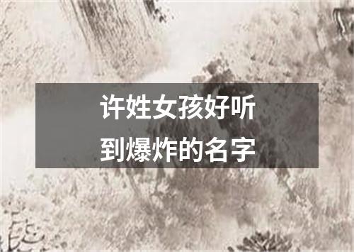 许姓女孩好听到爆炸的名字