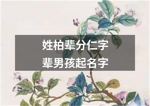 姓柏辈分仁字辈男孩起名字