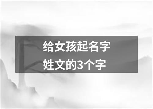 给女孩起名字姓文的3个字