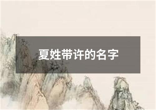 夏姓带许的名字