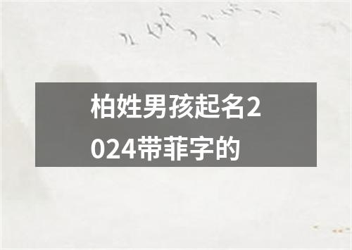 柏姓男孩起名2024带菲字的