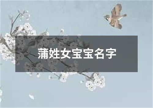 蒲姓女宝宝名字