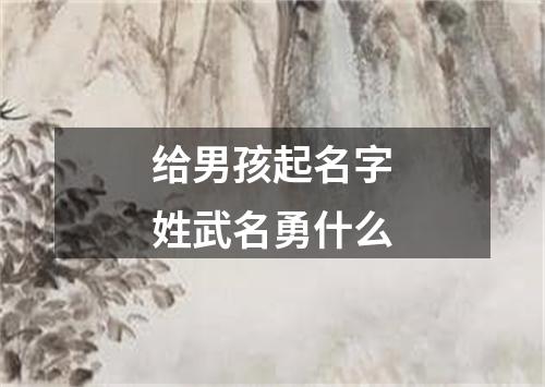 给男孩起名字姓武名勇什么