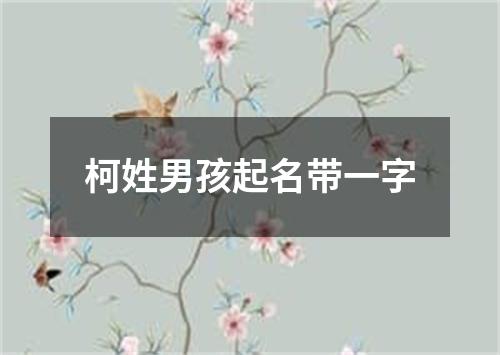 柯姓男孩起名带一字