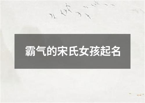 霸气的宋氏女孩起名