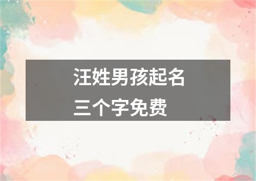 汪姓男孩起名三个字免费