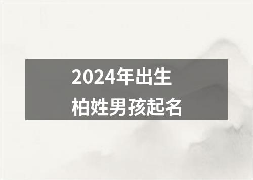 2024年出生柏姓男孩起名