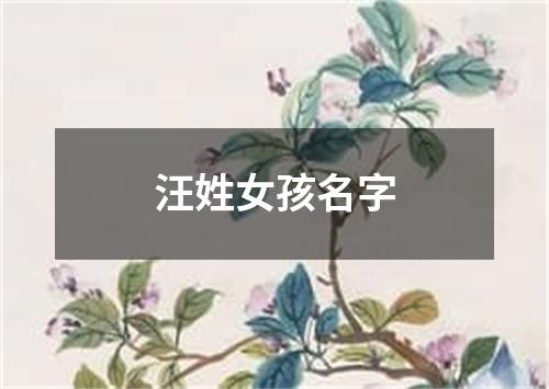 汪姓女孩名字