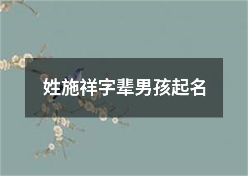 姓施祥字辈男孩起名