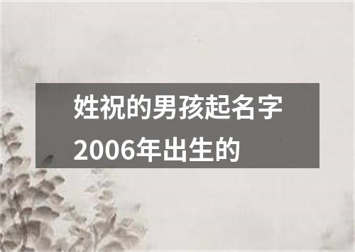 姓祝的男孩起名字2006年出生的