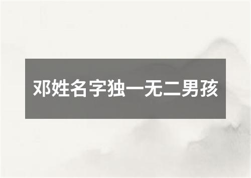 邓姓名字独一无二男孩