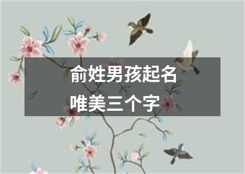 俞姓男孩起名唯美三个字