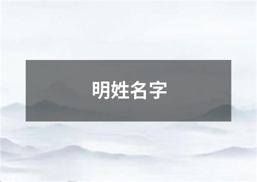 明姓名字